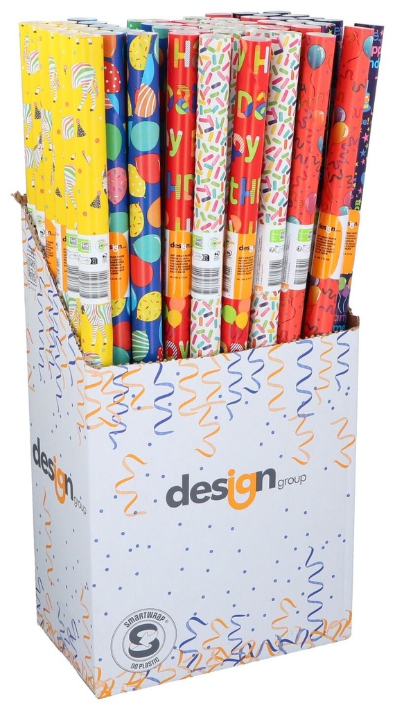UNBRANDED Gift Wrapping Paper 200x70cm 6 Assorted in Display