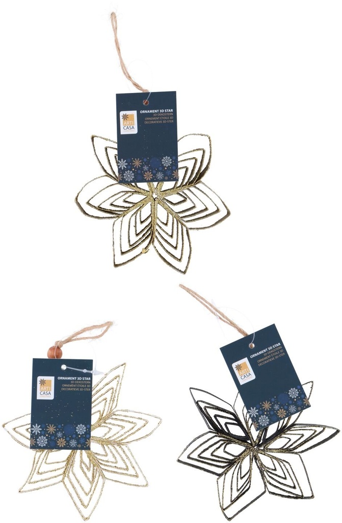[871125243527] ARTICASA Decorazioni a stella 10 cm 3 assortite