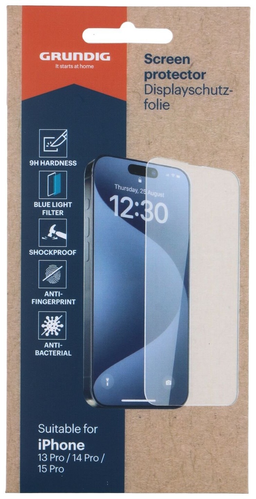 [871125248254] GRUNDIG Protection d'écran pour iPhone 13 Pro / 14 Pro / 15 Pro