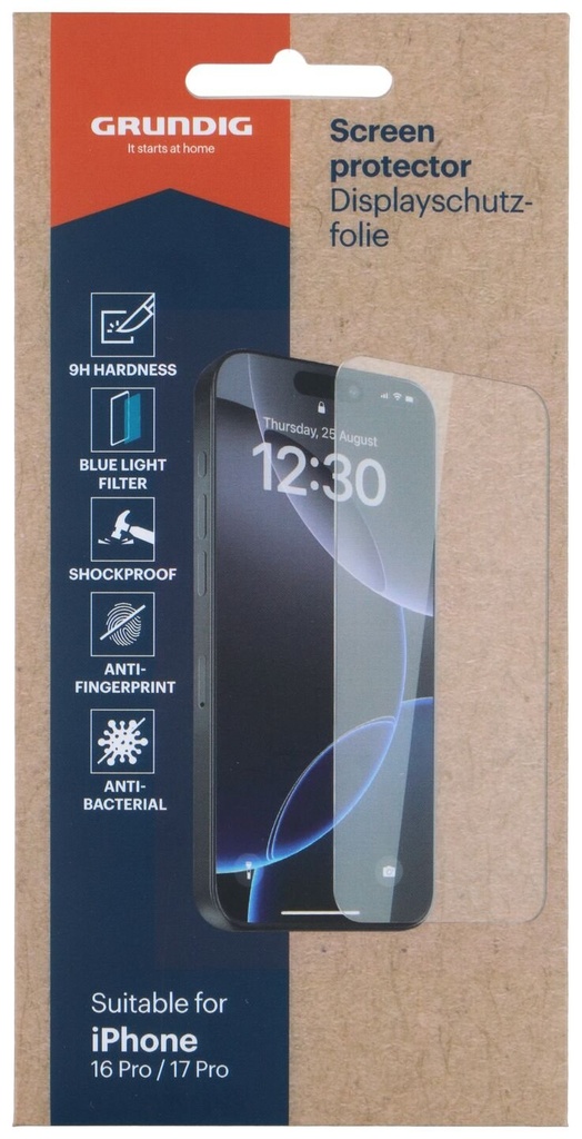 [871125248255] GRUNDIG Protection d'écran pour iPhone 16 Pro / 17 Pro