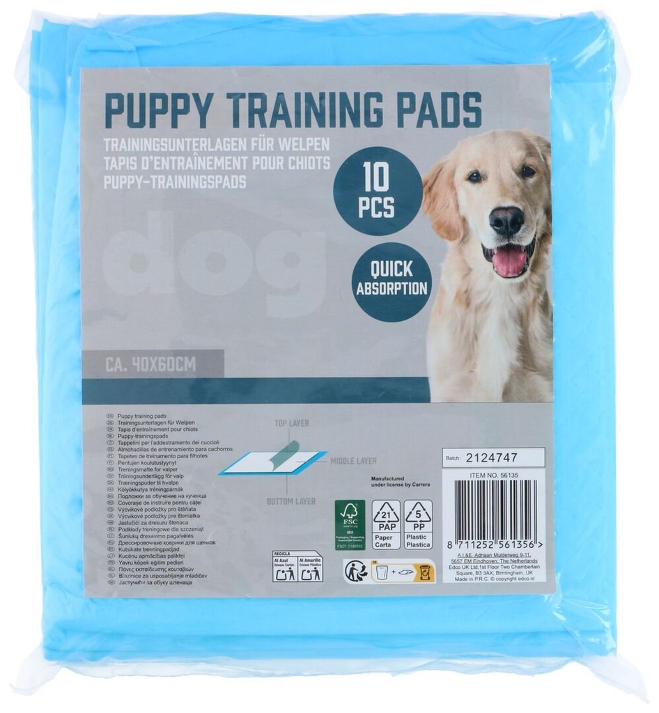 PET TREATMENT Puppy Trainingsmatjes 40x60cm 10 Stuks