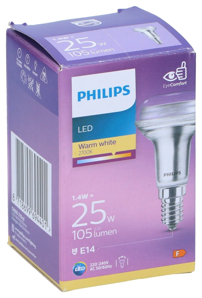 PHILIPS Warm White LED Reflector Bulb 105LMN E14