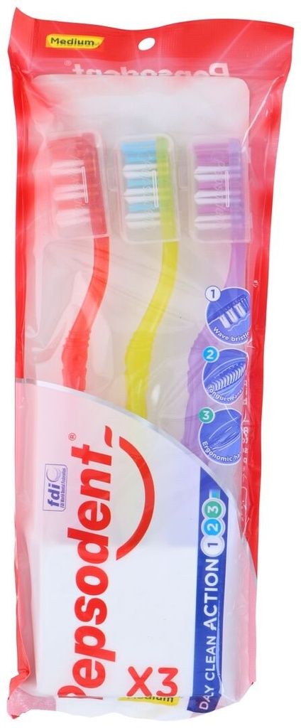 UNBRANDED Medium Toothbrushes Pepsodent 3 pcs