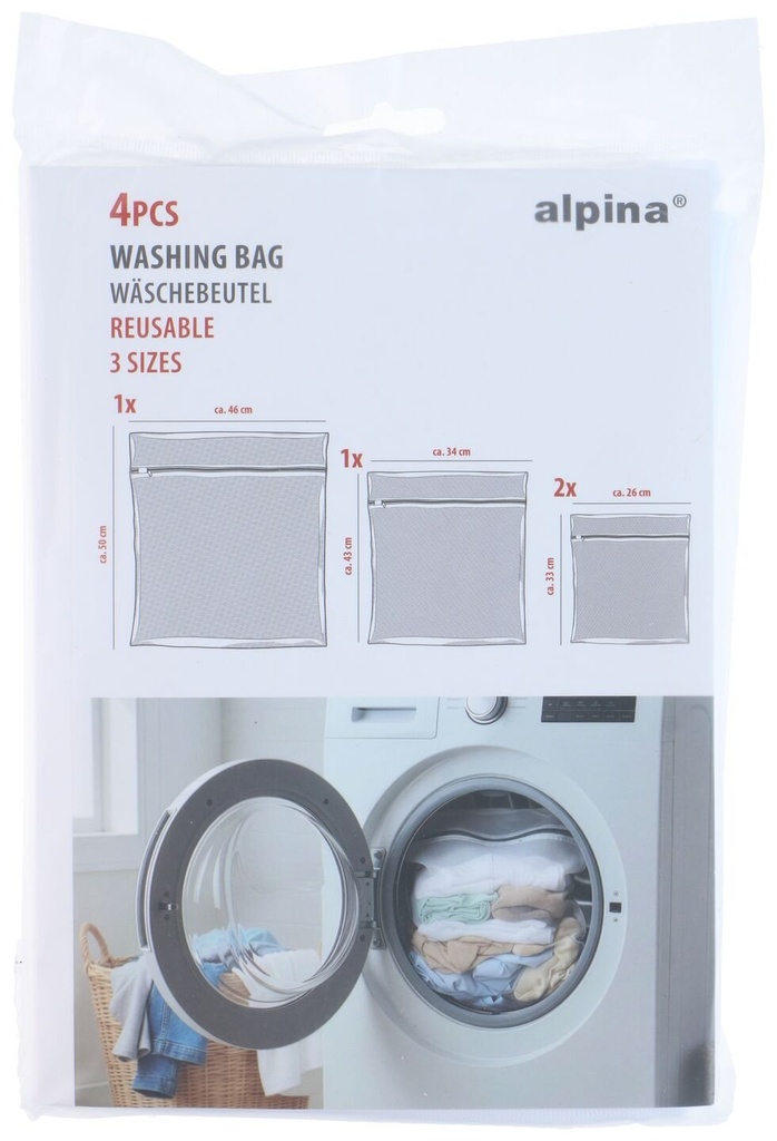 [871125247010] ALPINA Bolsa de Malla para Lavado con Cremallera 4 piezas