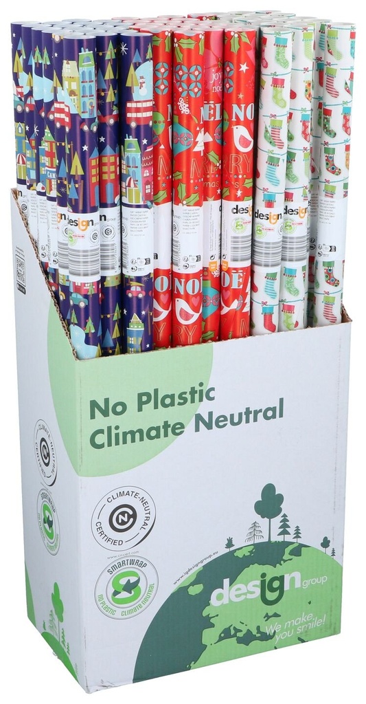 UNBRANDED Christmas Wrapping Paper Rolls 3 Assorted in Displayx60