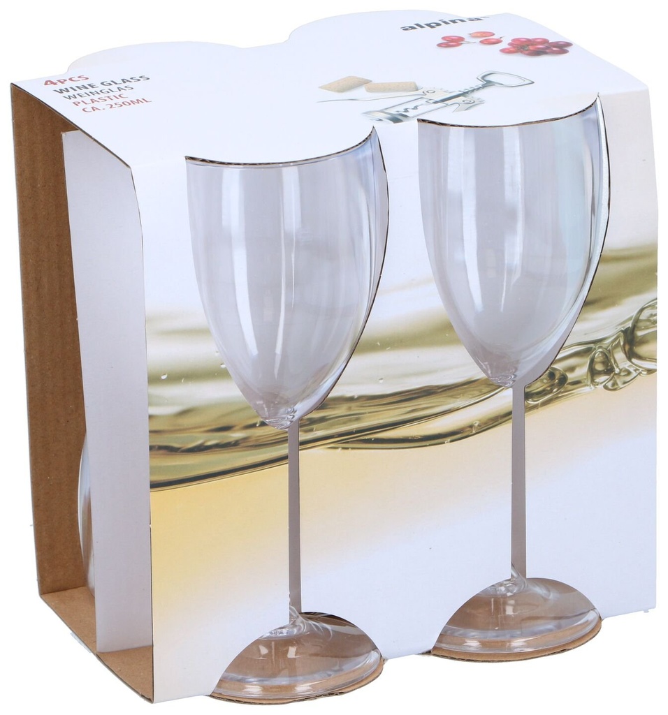 [871125247082] ALPINA Bicchieri da Vino in Plastica 250ml 4 pezzi