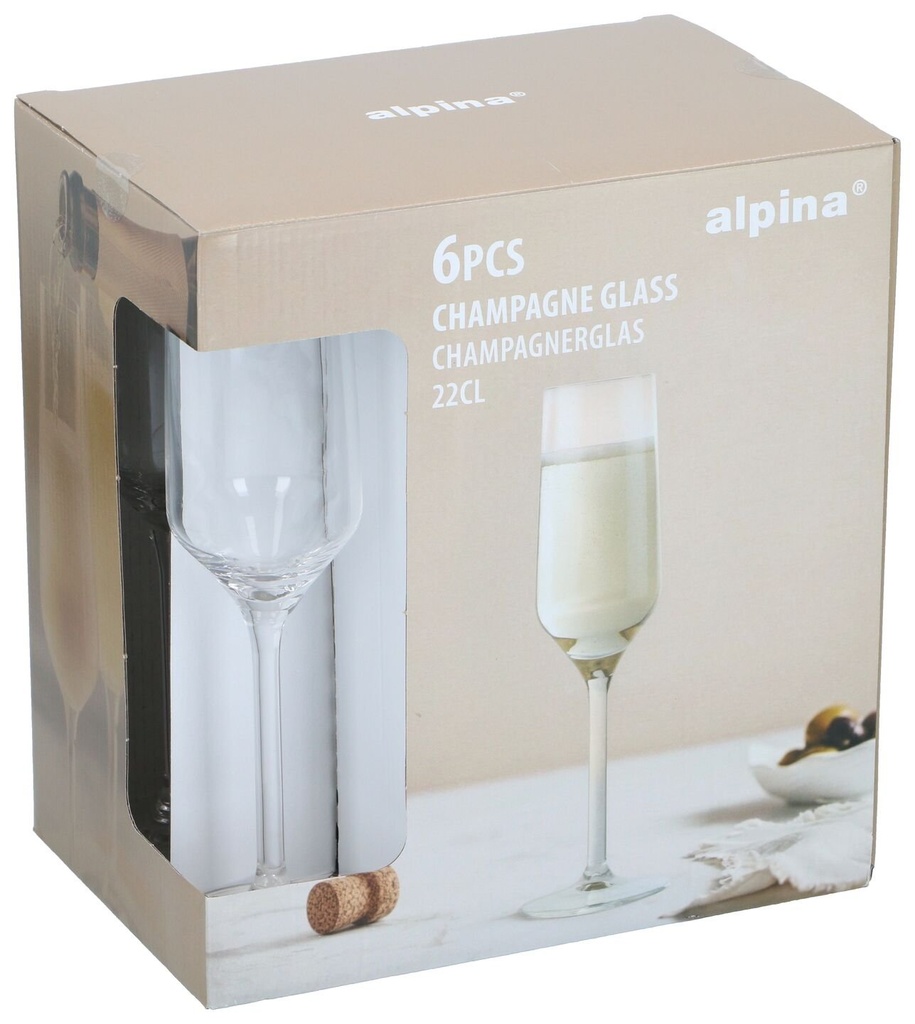 [871125256796] ALPINA Verres à Champagne 22cl 6 pièces