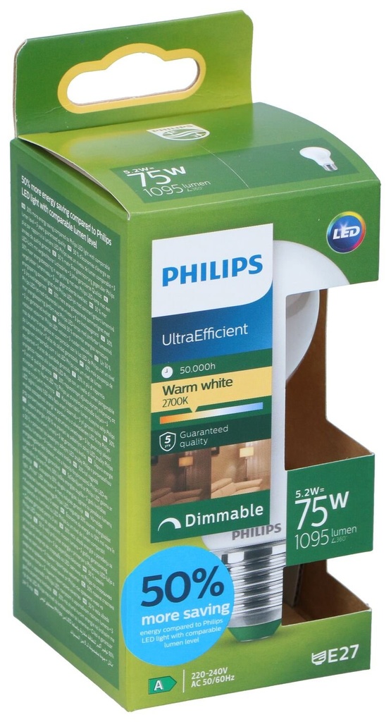 [872110305199] PHILIPS Bombilla LED UltraEfficient 5.2W E27 Regulable