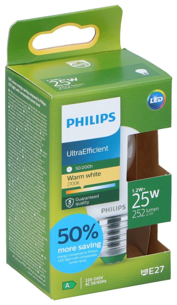 [872110305223] PHILIPS UltraEfficient LED Lamp 1.2W E27 Warmwit