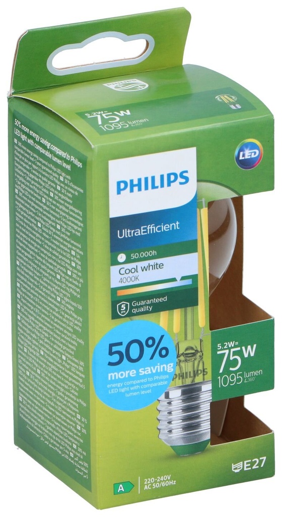 [872110306261] PHILIPS UltraEffiziente LED-Lampe E27 5.2W Kaltweiß