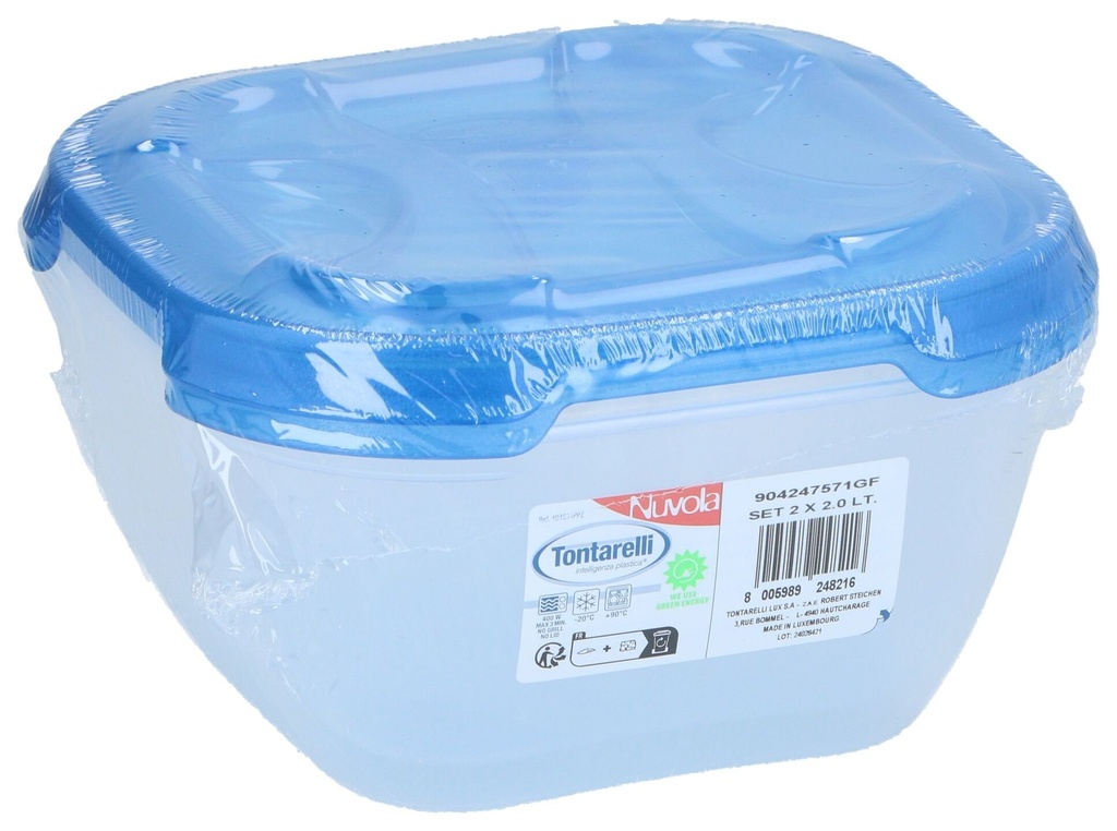 [800598924821] TONTARELLI Set de Recipientes para Alimentos 2 x 2.0L Nuvola