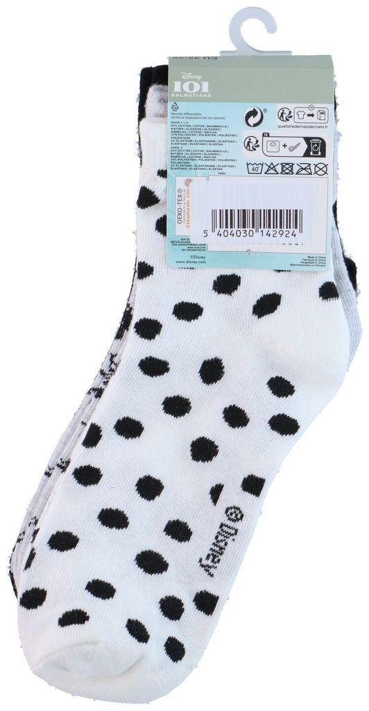 [540403014292] DISNEY Socks 3 Pack 101 Dalmatians Size 35/42