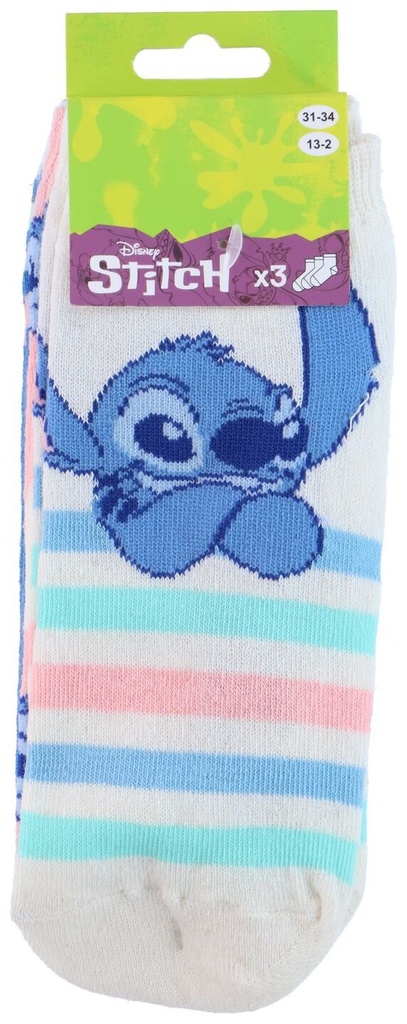 [540403017331] DISNEY Ankle Socks Stitch 3 Pack Size 23/34