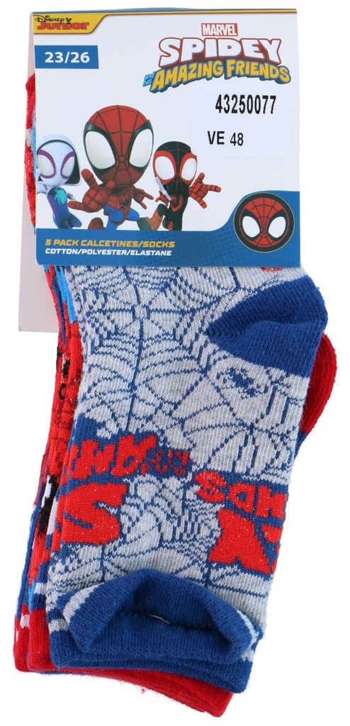 MARVEL Calcetines Pack de 5 Spidey and His Amazing Friends Talla 23/34
