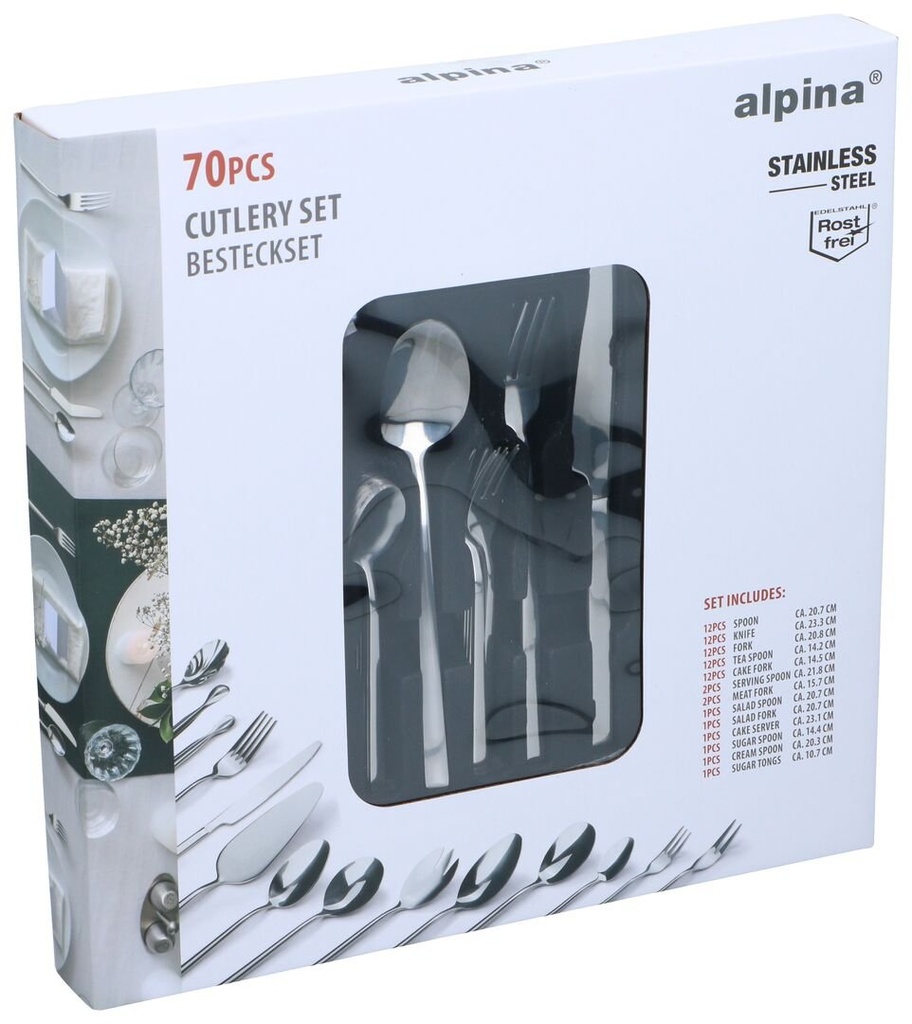 ALPINA Besteckset aus Edelstahl 70 Stück