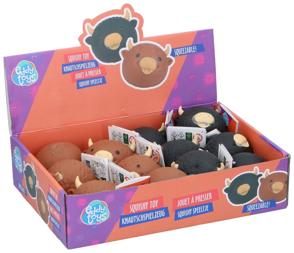 [871125247956] EDDY TOYS Squishy Bull Toy 2 Assorted in Display
