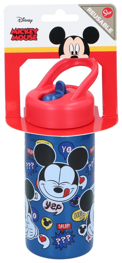 DISNEY Botella con Pajita Mickey Mouse 420ml