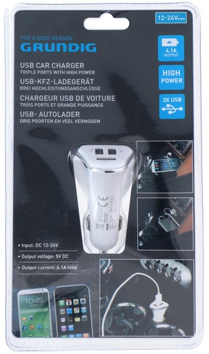[871125214032] GRUNDIG USB Triple Car Charger 12/24V