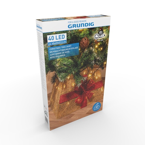 [871125225236] GRUNDIG Christmas Tree Skirt with 40 LED Lights 45cm