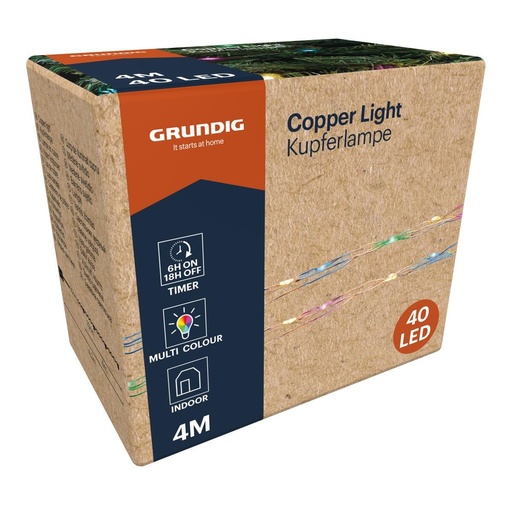 [871125242392] GRUNDIG Christmas Lights 40 LED Multicolor Timer 4.3m