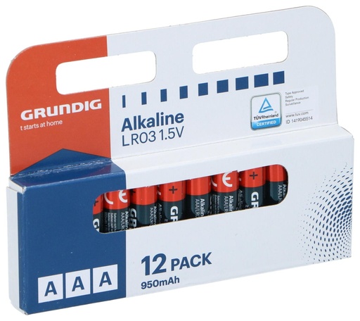 [871125230351] GRUNDIG Battery Alkaline AAA/LR03 950mah 12pc