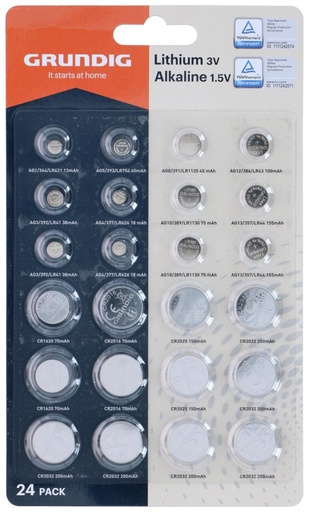 [871125227509] GRUNDIG Battery Buttoncell AG/CR 24pc