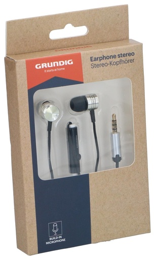 [871125229117] GRUNDIG In-ear earphones with microphone 3.5mm black