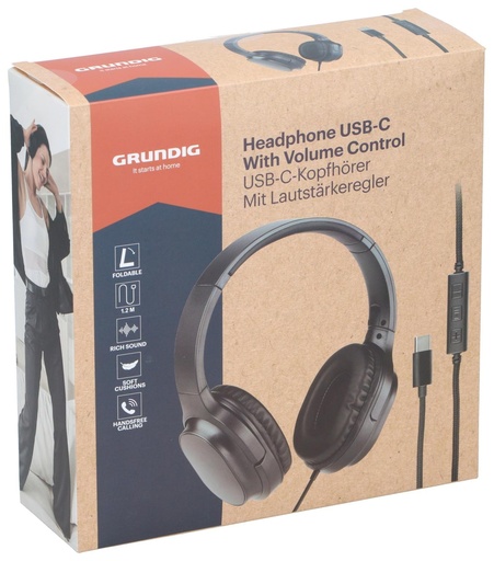 [871125226040] GRUNDIG Headphone USB-C With Volume Control