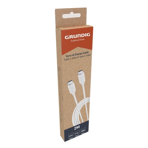 [871125233420] GRUNDIG USB-C to USB-C Cable 2.0 2m White