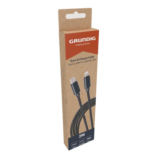 [871125235120] GRUNDIG USB-C to Lightning Cable 2m Black