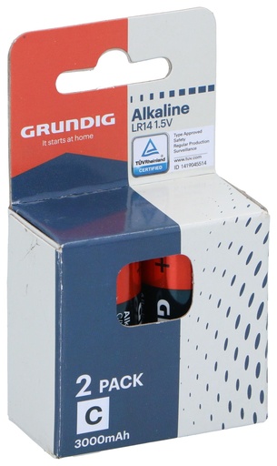 [871125243689] GRUNDIG Alkaline C batteries, 2 pack