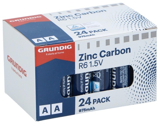 [871125230238] GRUNDIG Baterry Zinc AA/R6 975mah 24pc