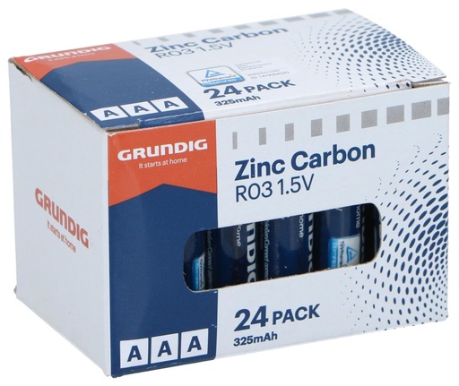 [871125230235] GRUNDIG Baterry Zinc AAA/R03 325mah 24pc