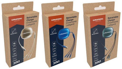 [871125236009] GRUNDIG Retractable Charger 3-in-1