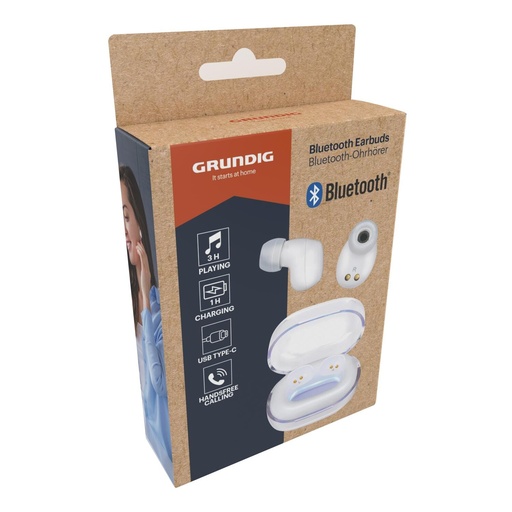 [871125233324] GRUNDIG Bluetooth Earbuds 200mAh Transparent Case