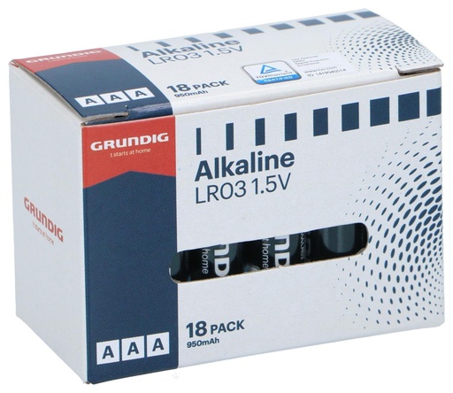 [871125230353] GRUNDIG Battery Alkaline AAA/LR03 950mah 18pc