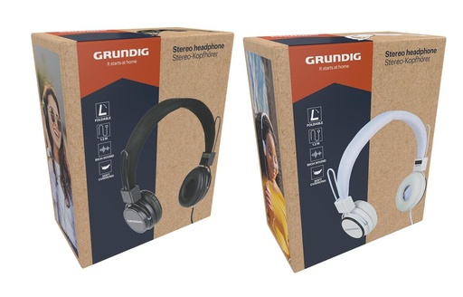[871125233252] GRUNDIG Foldable Headphone Black/White