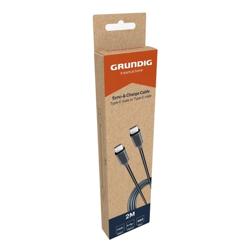 [871125242533] GRUNDIG USB-C to USB-C 2.0 Cable 2m Black