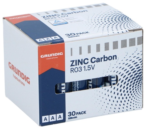 [871125230240] GRUNDIG Baterry Zinc AAA/R03 325mah 30pc