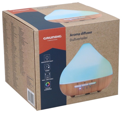 [871125255999] GRUNDIG Aroma Diffuser White & Wood with LED Lighting