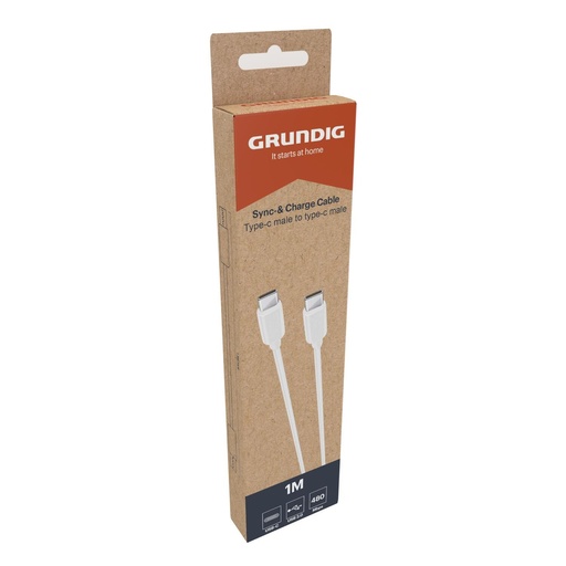 [871125233463] GRUNDIG USB-C to USB-C 2.0 Cable 1m White