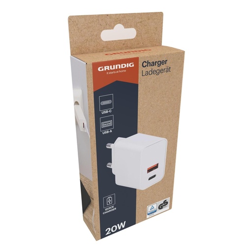 [871125255745] GRUNDIG Wall Charger 230V 20W USB-A + USB-C