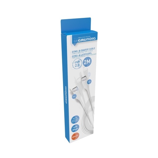 [871125223900] GRUNDIG USB-C to USB-C 2.0 Cable 2m White