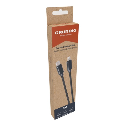 [871125235118] GRUNDIG USB-C to Lightning Cable 1m Black