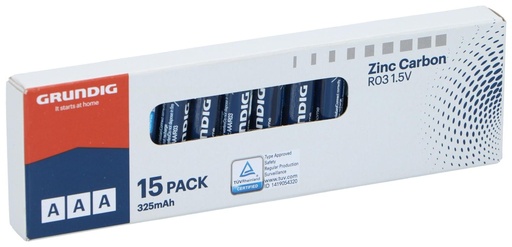 [871125230239] GRUNDIG Baterry Zinc AAA/R03 325mah 15pc