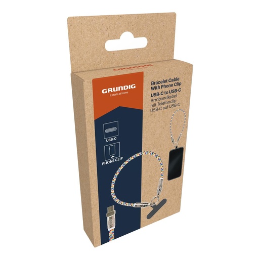 [871125243027] GRUNDIG USB-C to USB-C Bracelet Cable With Phone Clip