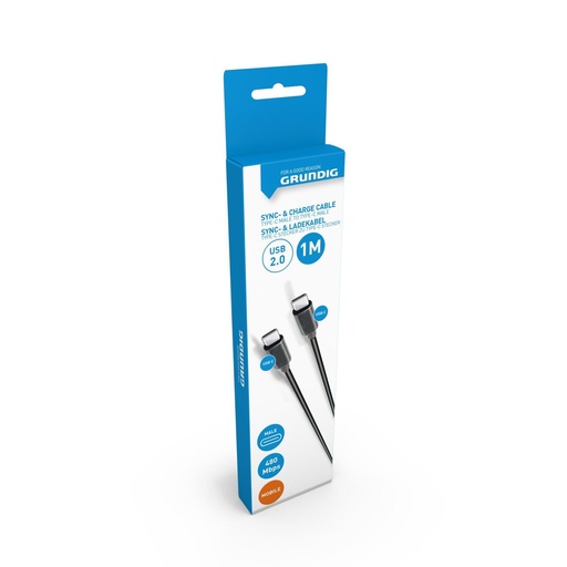 [871125247256] GRUNDIG USB-C to USB-C 2.0 Cable 1m Black