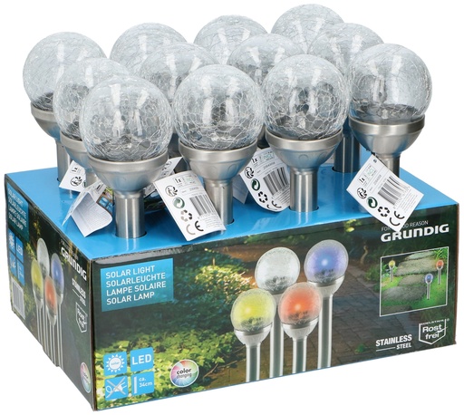 [871125216793] GRUNDIG Glass Ball Solar Garden Light 1xLED d8x34cm