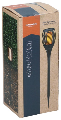 [871125226138] GRUNDIG Solar Garden Light Flame Effect LED Ø9x59cm