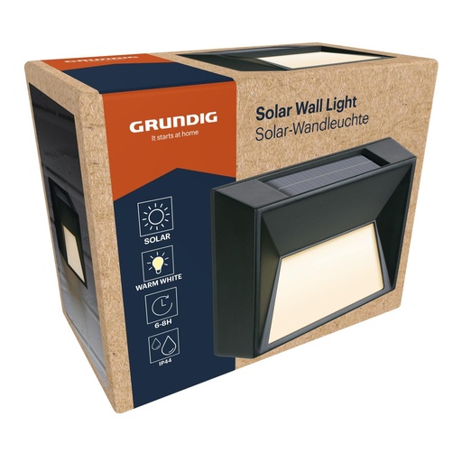 [871125243917] GRUNDIG Solar Wall Light 10x5x8cm Warm White